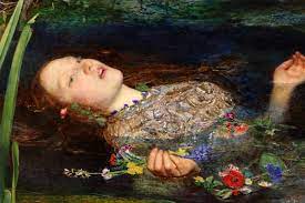 La Ofelia de Hamlet ahogada, detalle de la pintura prerrafaelita