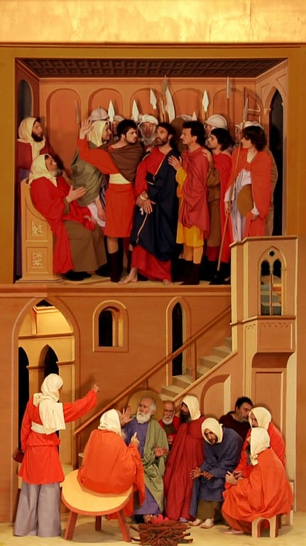Pedro niega a Cristo tres veces