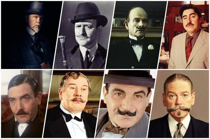 Rostros de ocho actores que han interpretado a Poirot