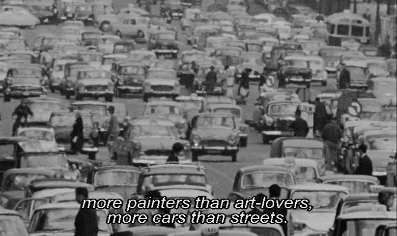 En los 60 la afluencia de coches en París hace que las calles se llenen de vehículos