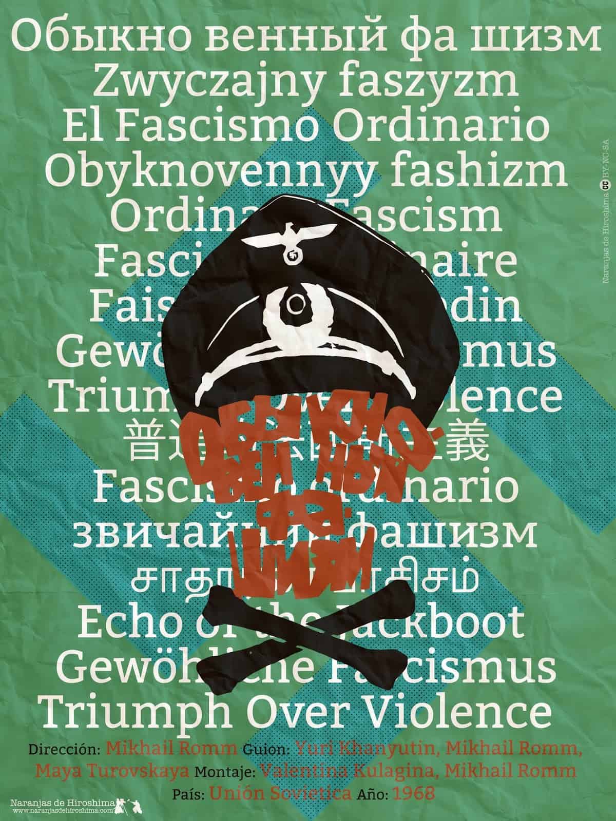 Cartel de la película en que las letras forman el rostro de calavera de un SS